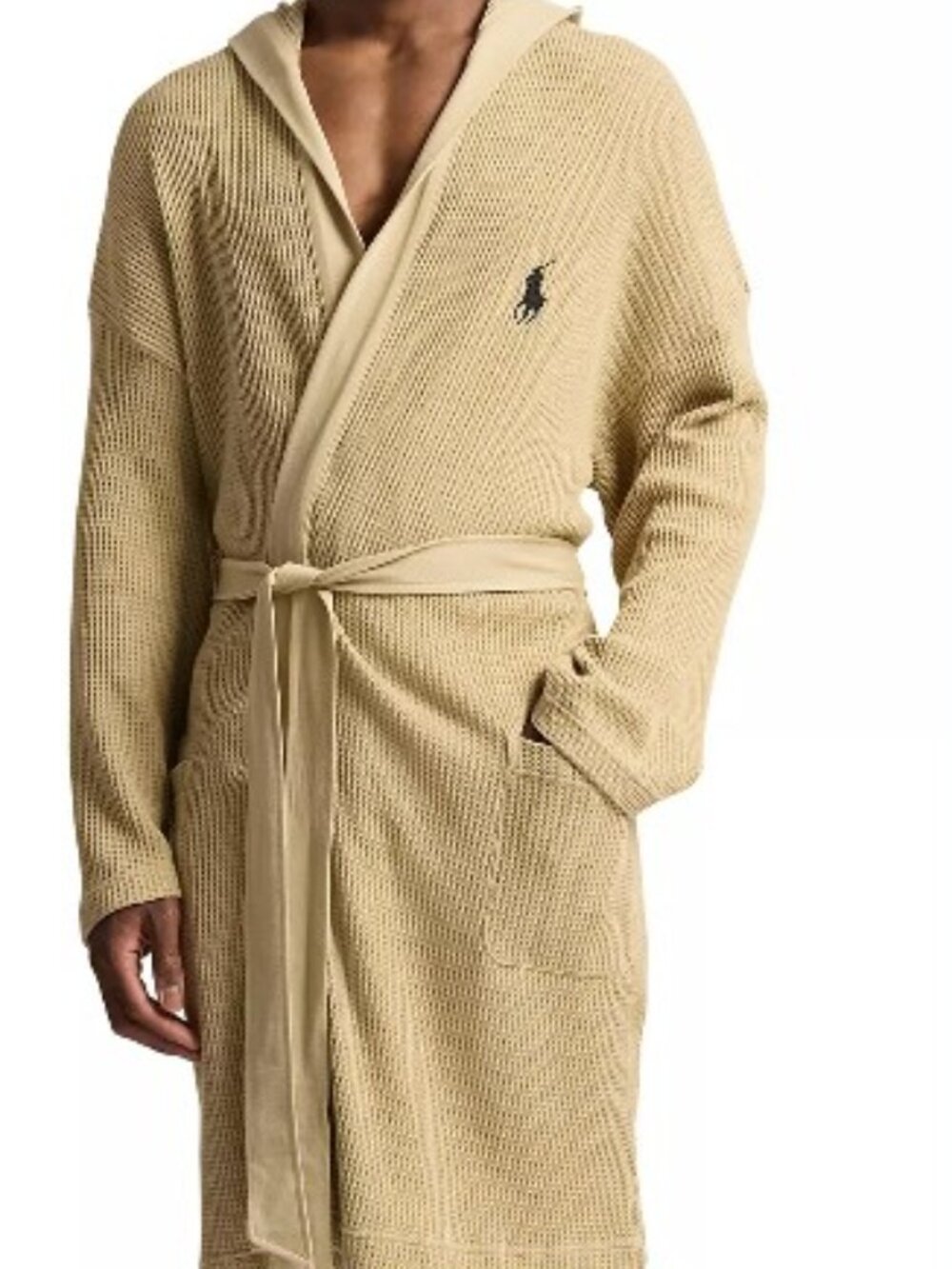 Polo Ralph Lauren Mens Thermal Hooded Robe CLASSIC KHAKIPOLO BLACK POLO LXL